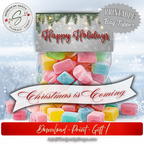 Christmas Is Coming Mockup
Candy-filled bag topped with “Happy Holidays” design; styled with snowy backdrop and “Christmas is Coming” banner.