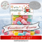 Christmas Is Coming Mockup
Festive candy bag styled with hot cocoa topper; snowy backdrop with “Christmas is Coming” banner for seasonal inspiration.