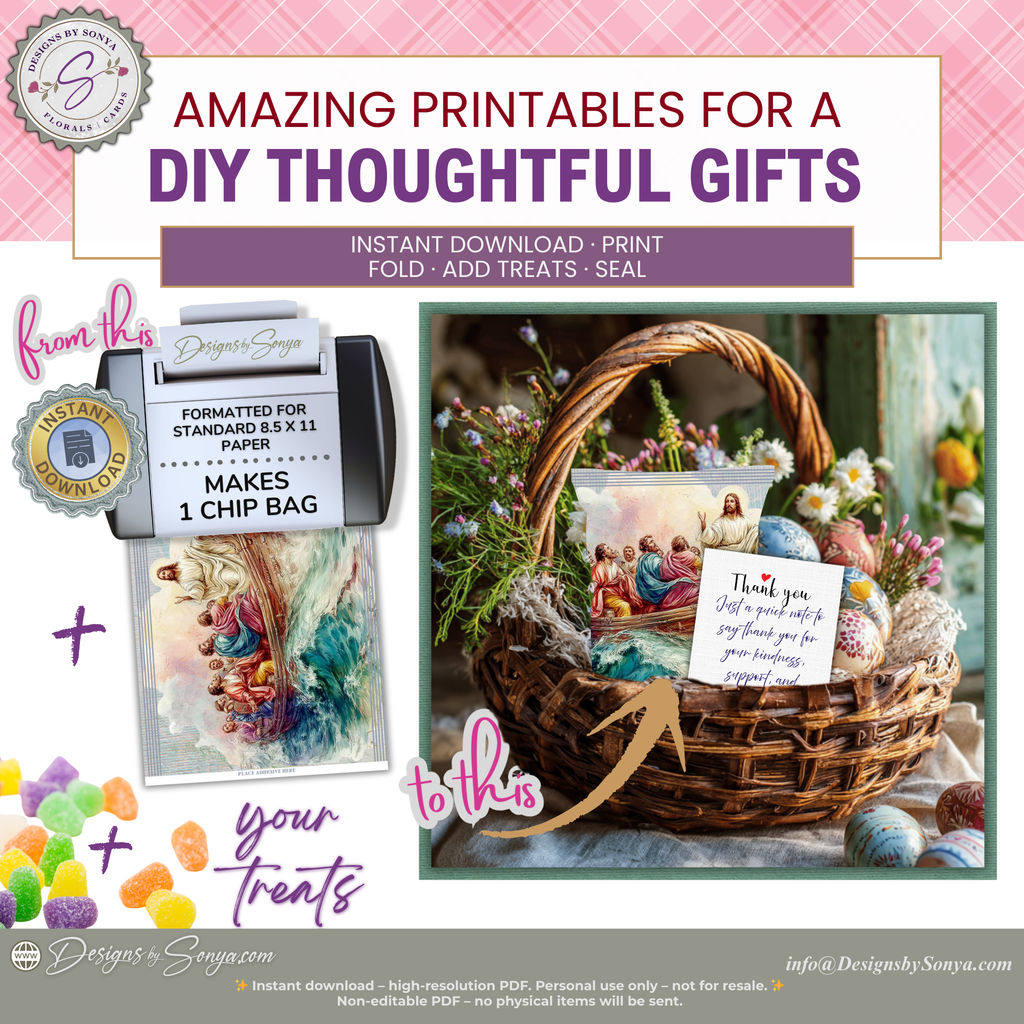 Jesus Teaching from the Boat Printable Chip Bag Wrapper – Christian Easter Basket Treat, Faith Gift, Religious Church Party Favor