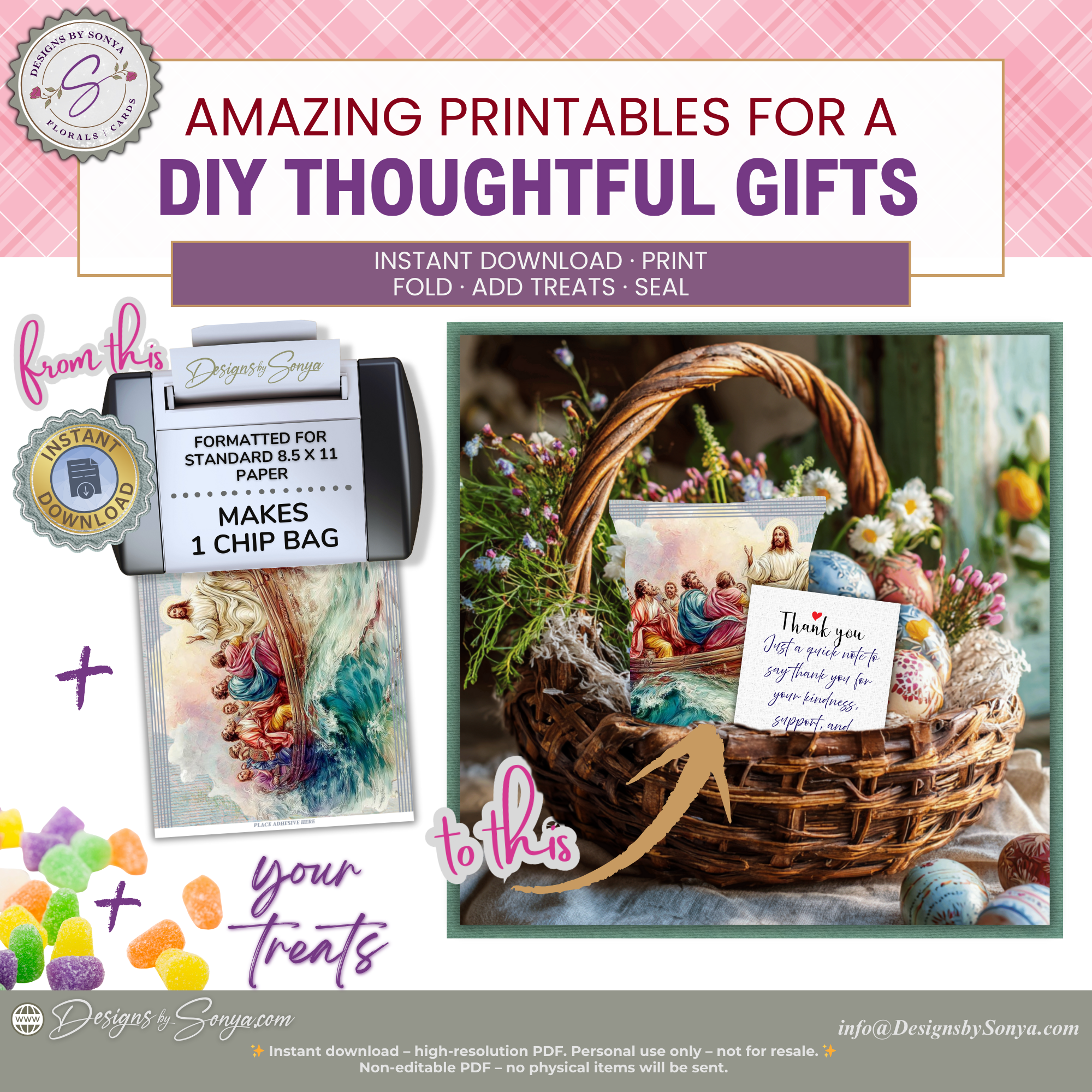 Jesus Teaching from the Boat Printable Chip Bag Wrapper – Christian Easter Basket Treat, Faith Gift, Religious Church Party Favor