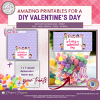 Kids Valentine Treat Bag Topper Printable – Cute Classroom Favor DIY Snack Bag Label – Easy Valentine Party Gift for Teachers & Students