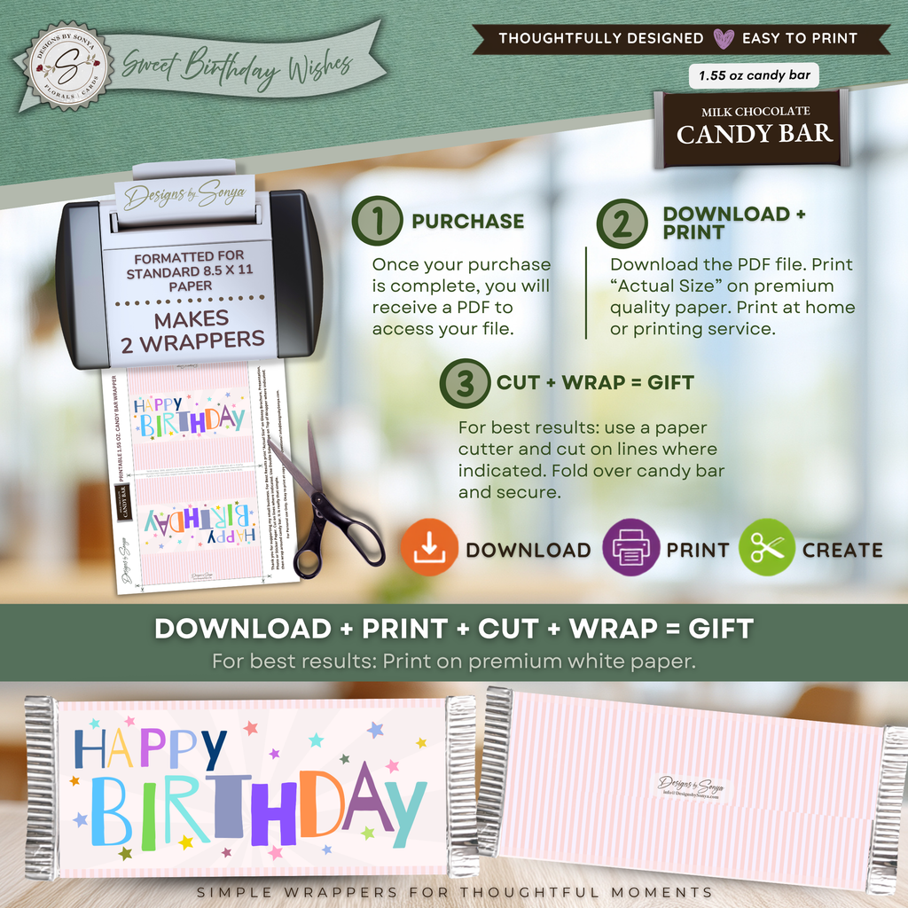 Printable Birthday Candy Bar Wrapper | Kids Birthday Party Favor | 1.55 oz Chocolate Bar (Copy)
