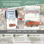 Printable Firetruck Christmas Card • Engine 37 Watercolor Holiday Card • Honor the Heroes • A2 (5.5"x4.25") Folded Greeting Card