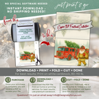 Engine 37 Printable Firetruck Christmas Card • Firefighter Santa with Axe Holiday Greeting • Festive Tree Scene • A2 (5.5"x4.25") • Instant Download DIY