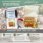 Printable Fireman Santa Christmas Card, Firefighter Holiday Greeting, A2 (5.5”x4.25”), First Responder Gift, Vintage Fire Station Scene