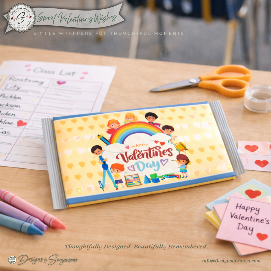 Kids Valentine Candy Bar Wrapper Printable – Classroom Valentine's Treat Wrap for 1.55 oz Chocolate Bars – Happy Valentine’s Day Gift