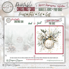 Ivory & Gold Ornament Watercolor Printable Christmas  5.5” Square Card – Elegant Holiday Greeting Note Card for Family and Friends