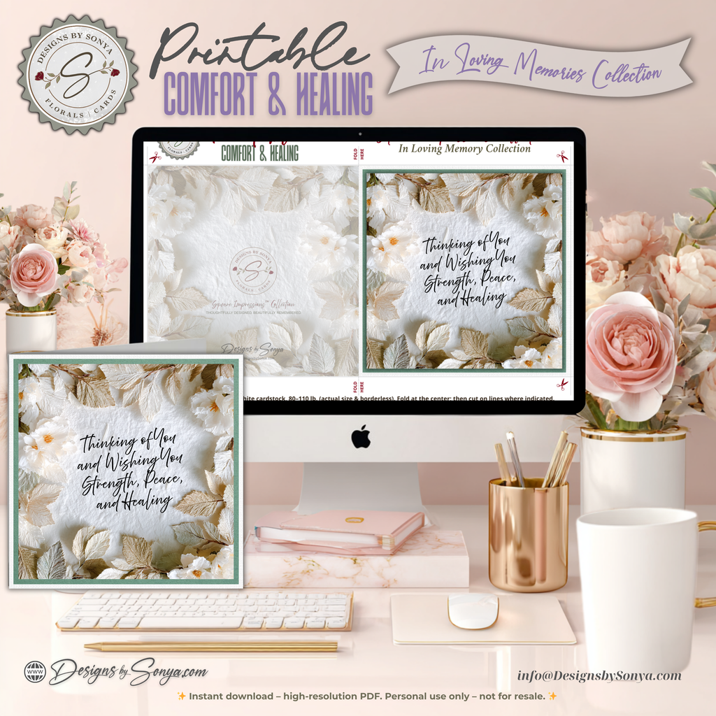 Printable Sympathy Card – Comfort & Healing Square Card, Instant Download, Thinking of You, Grief Support, Memorial Encouragement, Bereavement Note