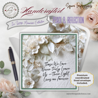 Handcrafted Square Sympathy Card – Peace & Reflection Florals, Memorial Condolence Card with Lined Coordinated Envelope, In Loving Memory Keepsake Gift