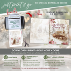 Vintage Christmas Train Printable Card • A2 (4.25" x 5.5") Folded Holiday Greeting Note Card • Railway Steam Engine Art • Winter Stationery