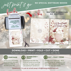 Vintage Hot Cocoa Christmas Printable Card • A2 (4.25" x 5.5") Folded Holiday Greeting Note Card • Winter Mug Art • Christmas Stationery