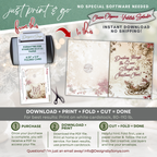 Vintage Sleigh Christmas Note Card, Printable Holiday Greeting Card, Dashing Through the Snow, A2  (4.25x5.5"), Elegant Christmas Stationery