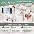 Floral Gift Box Christmas Printable Card • A2 (4.25" x 5.5") Folded Holiday Greeting Note Card • Winter Rose Bouquet Design • Christmas Stationery