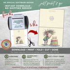 Whimsical Rainbow Birthday Printable A2 Card – Playful Watercolor Child with Cake – Instant Download Greeting Card 5.5 x 4.25