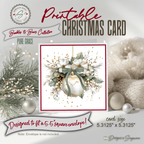 Printable Christmas Card | Sage Green Bow Ornament & White Magnolia Florals | Elegant Watercolor Square Holiday Greeting Card