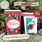 Handmade Christmas Gift Card Holder | Coffee Cup Gift Card Holder for Teachers, Coworkers & Coffee Lovers | Red Poinsettia Holiday Floral Design