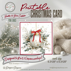 Printable Christmas Card – Watercolor Ornament with Red Bow, Holiday Greeting Card for Friends, Neighbors, Teachers, Coworkers, Family, Ministries