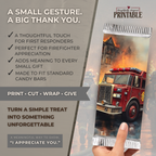 Printable Firefighter Candy Bar Wrapper | Fire Truck & Fire Rescue Appreciation Gift | 1.55 oz Chocolate Bar