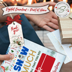 Snow Much Gift Card Holder in Use
Christmas gift card holder shown in use with holiday bag and wrapped presents. Printable Snow Much design perfect for teacher and coworker gifts.