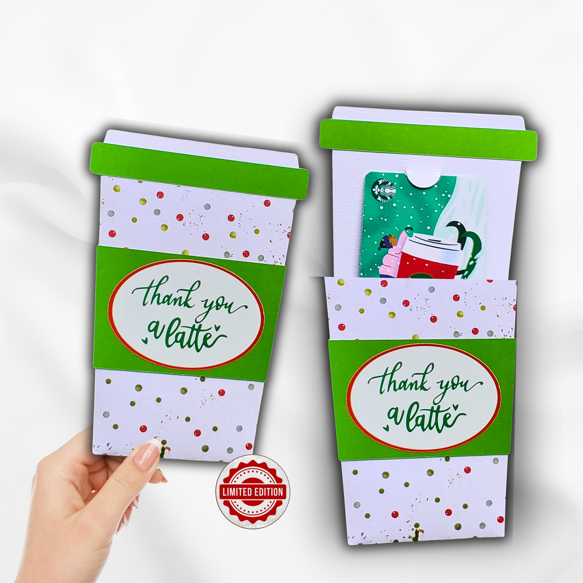 Thank You a Latte Coffee Gift Card Holder, Handmade Coffee Lover Gift Card | Limited Edition