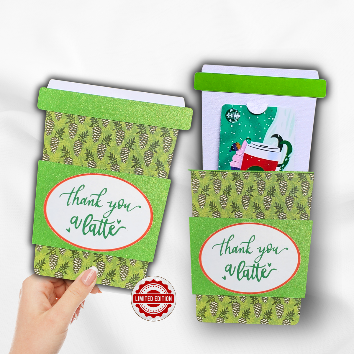 Pinecone Thank You a Latte Coffee Gift Card Holder, Handmade Thank You Gift for Teachers, Clients, Friends