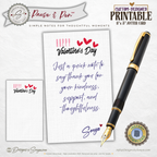 Printable Thank You Card for Valentine Gifts – 3x5 Gift Enclosure Jotter Card, Simple Note for Bags, Baskets & Small Gestures