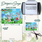 DIY Bunny Printable Easter Greeting Card | Digital Download | 5x7 Folded Card with Envelope | Cute Spring Design | Instant Print at Home
