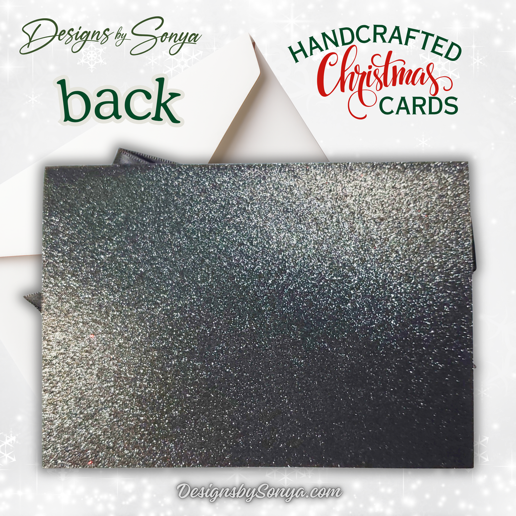 Luxury Handcrafted A7 Christmas Card – Red Glitter, Leopard Print, Satin Bow, Die-Cut Tag, 5"x7" Holiday Greeting with Gold Lined Envelope