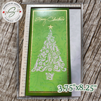 Handcrafted Merry Christmas Tree Card with Gold Star | Green Holiday Card | Elegant Design, 3.75"x8.25"