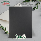 A7 Black & Silver Glitter Merry Christmas Card – Handcrafted 5"x7" Holiday Greeting with Holly Gems, Elegant Keepsake for Gift-Giving
