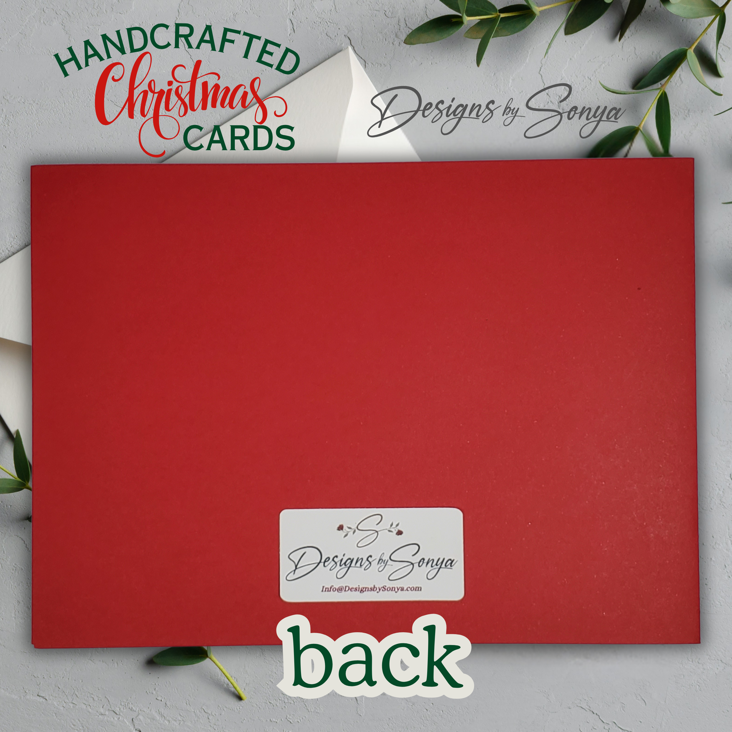 Handcrafted Red Base Merry Christmas Card – Green Glitter Holly Design, Holiday Greeting Message, Limited Edition Keepsake