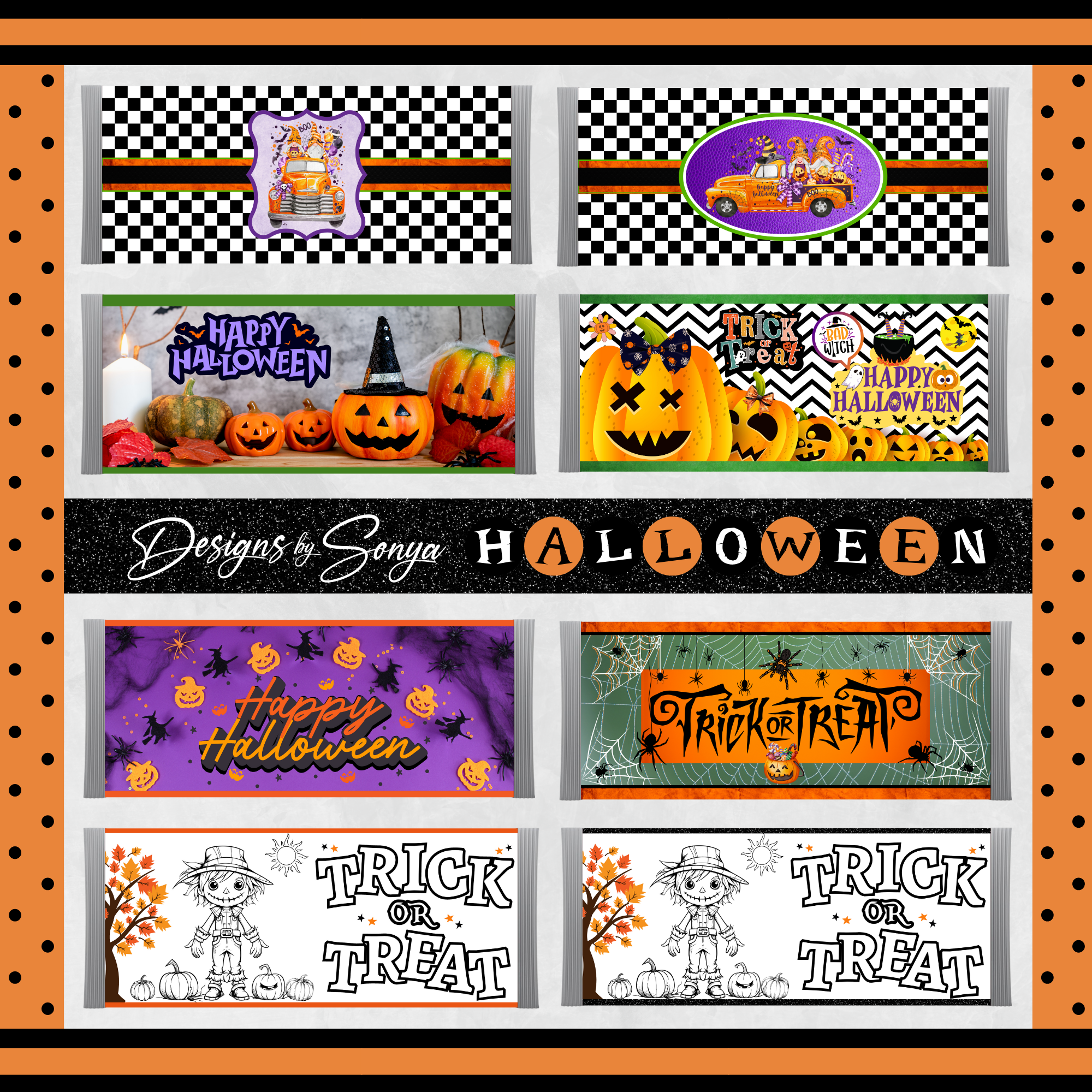 Sweeter Than Candy Halloween Chocolate Bar Wrapper | Cute Ghost & Spider Web Design | Printable Party Favor for Kids and Adults