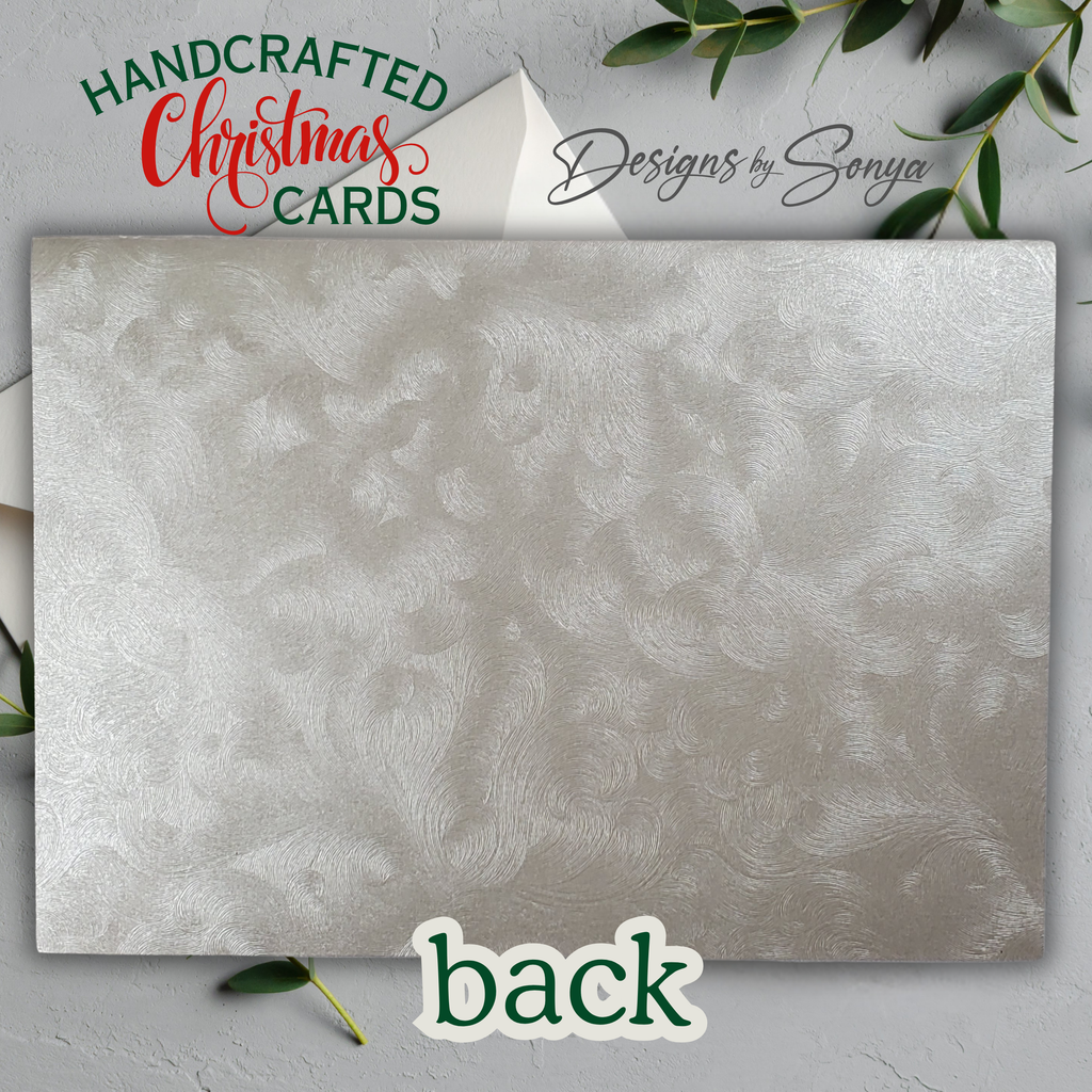 Gold & Ivory Christmas Card with Bow and Rhinestones | Elegant A7 Handcrafted Holiday Greeting | Limited Edition Keepsake