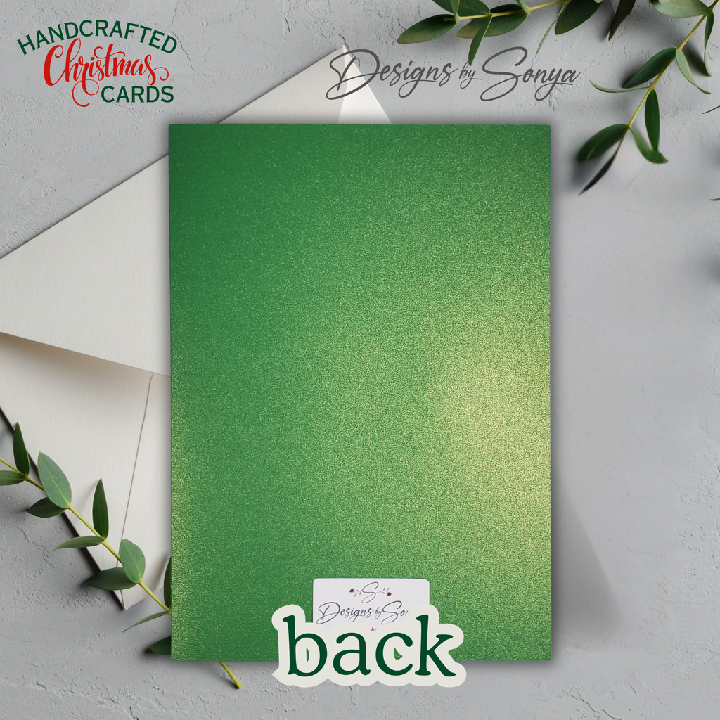 Handcrafted Merry Christmas Tree Card with Ribbon Bow | A7 Holiday Greeting Card | Limited Edition Handmade Christmas Card