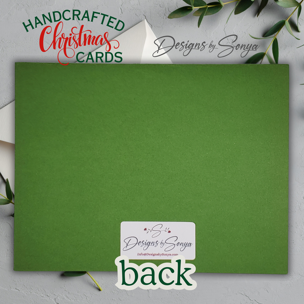 Retro Merry Christmas Card – Handmade A2 Holiday Card with Red Glitter & Ornament Cutouts – 5.5"x4.25" Festive Greeting