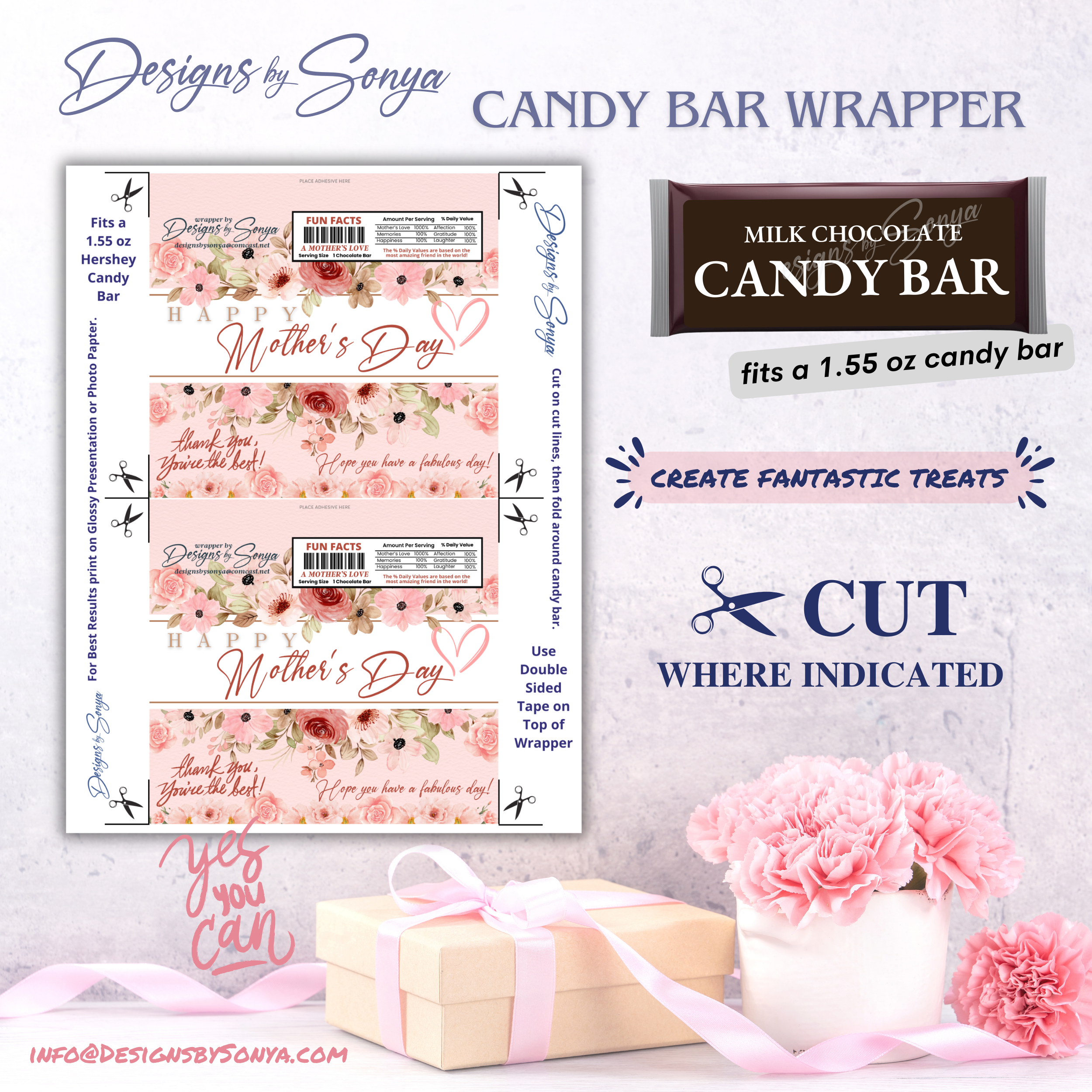 Mother’s Day Candy Bar Wrappers – Printable Chocolate Bar Wrappers – DIY Party Favor
