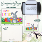Happy Easter Bunny Printable Card – 5x7 Folded Greeting Card | DIY Instant Download | Easter Digital Card with Matching Envelope