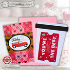 Valentine’s Day Latte Gift Card Holder – Thanks a Latte Coffee Cup Gift Card Sleeve with Pull-Out Insert – Teacher Friend Valentine Gift