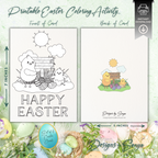 Set of 6 Custom Designed 5 x 7 Printable Happy Easter DIY Kid Coloring Greeting Card Classroom Activity - Instant Download - Print at Home