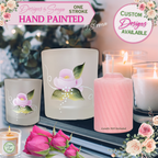 Unique One Stroke | Hand Painted Enamel Glass Votive | Candle Holder | Pink Rose Design | Original Work of Art | Mother's Day Gift | Signed
