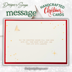 Luxury Handcrafted A7 Christmas Card – Red Glitter, Leopard Print, Satin Bow, Die-Cut Tag, 5"x7" Holiday Greeting with Gold Lined Envelope