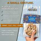 Printable Hanukkah Treat Bag Topper | Happy Hanukkah Candy Bag Topper | Navy Blue & Gold Menorah Pattern | Jewish Holiday Party Favor | 4" x 2" PDF Download