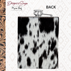Mountain Trail Flask in Dark Hair-on Hide | Unique Natural Markings | Black and White | Myra Bags | S-8476