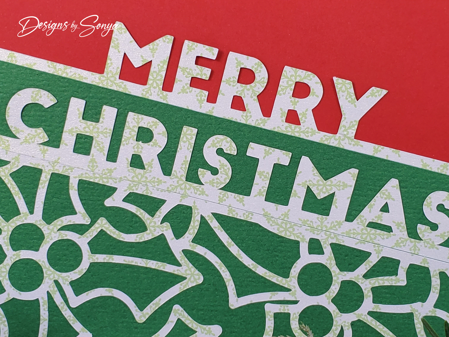 Classic Merry Christmas Card | A2 4.25"x5.5" Red and Green Holiday Card | Handcrafted Festive Greeting Card | Warm Wishes Christmas Card