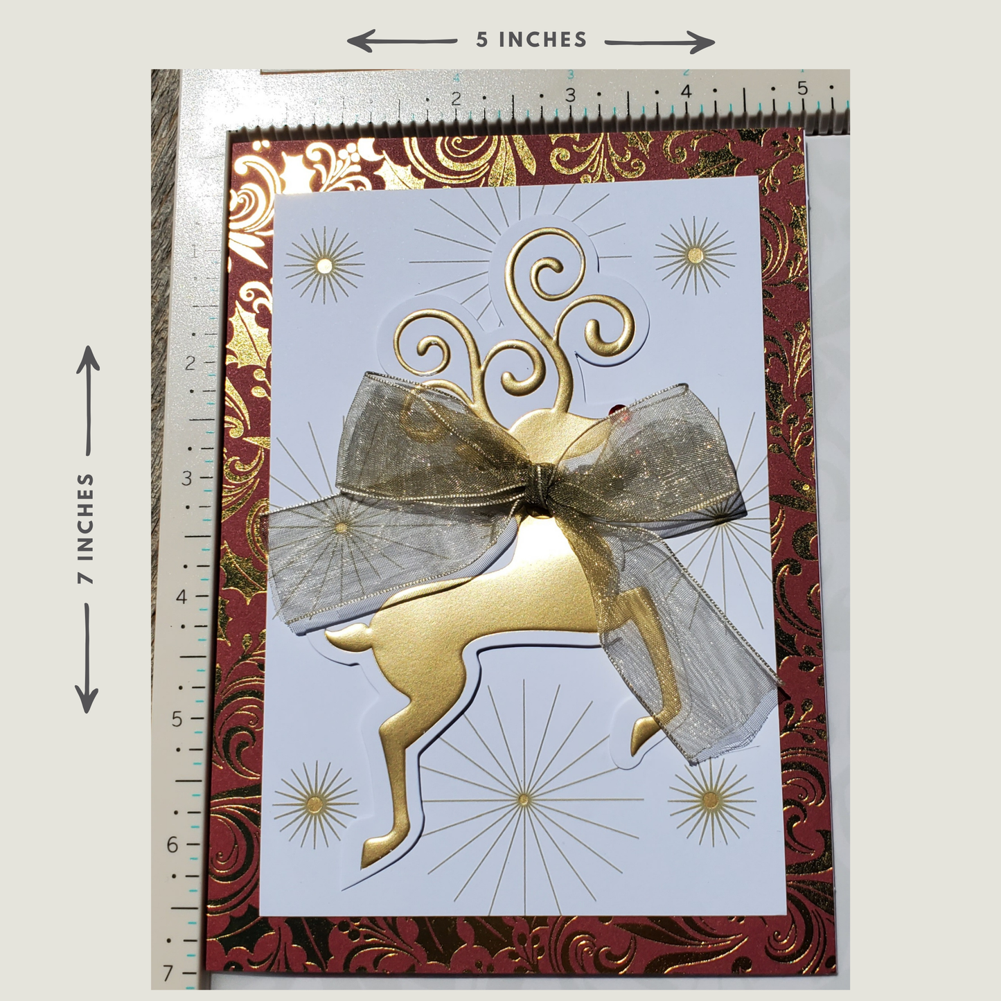 LIMITED EDITION | Elegant Gold Reindeer Christmas Card | 5x7 Luxe Holiday Greeting Card Set | Bespoke Merry Christmas & Happy New Year Card