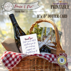 Thank You Jotter Card Printable – 3x5 Gratitude Note with Pink Heart – Pause & Pen™ Minimal Thank You Card for Gifts & Baskets