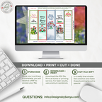 Printable Christmas Bookmarks | Set of 5 Holiday Animal Bookmarks | Classroom Gifts, Teacher Gifts & Stocking Stuffers | 2 x 7 PDF