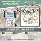 Ivory & Gold Ornament Watercolor Printable Christmas Card – Elegant Holiday Greeting Note Card for Family & Friends – 5.5” Square Card