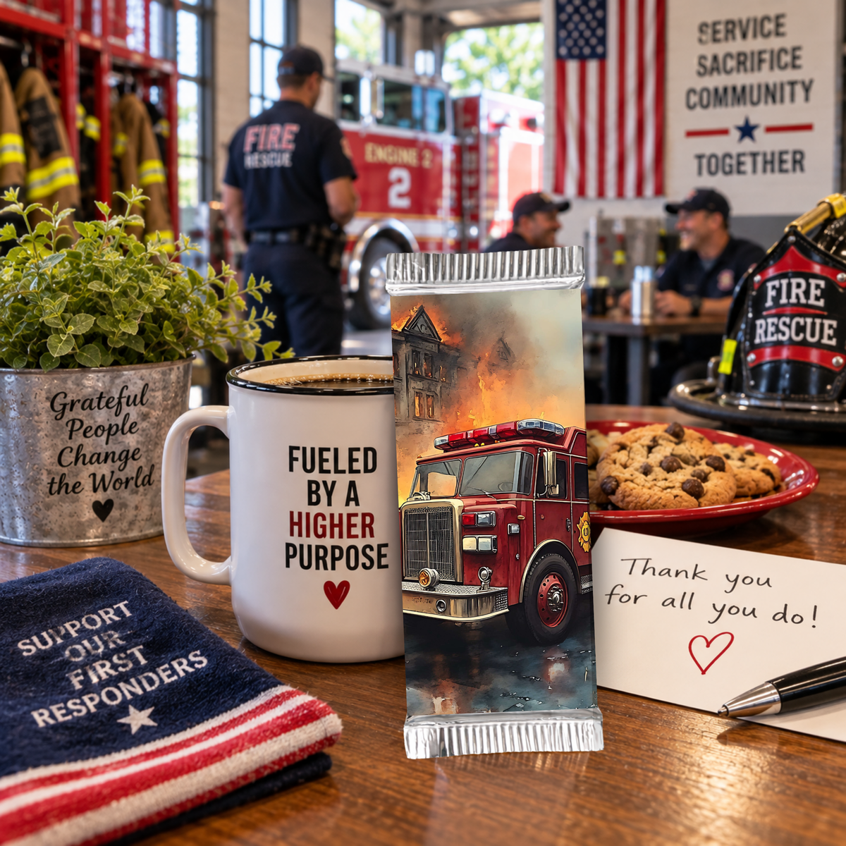 Printable Firefighter Candy Bar Wrapper | Fire Truck & Fire Rescue Appreciation Gift | 1.55 oz Chocolate Bar