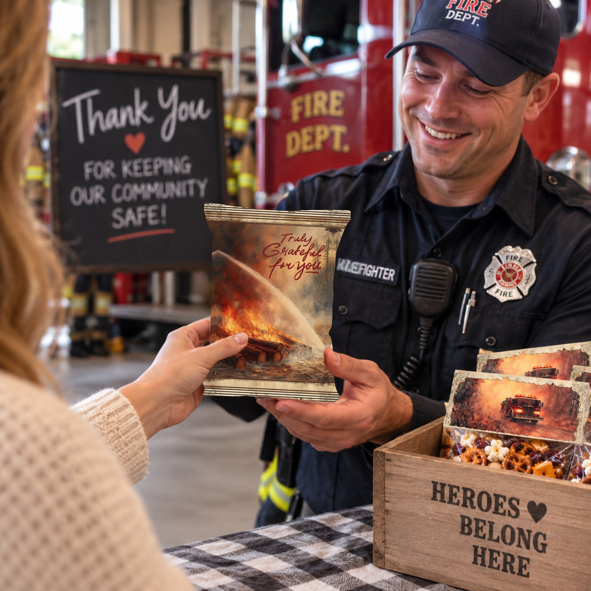 Firefighter Appreciation Printable Treat Wrapper | Truly Grateful for You | Wildfire Firefighter Thank You Gift | Hidden Treasures